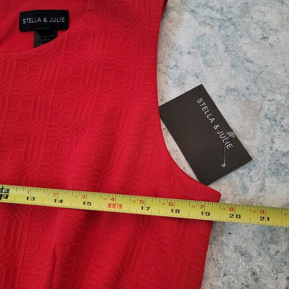 Stella & Julie Dress Womens 14W Red Sleeveless Sheath Textured Elegant Nwt work - Picture 9 of 12